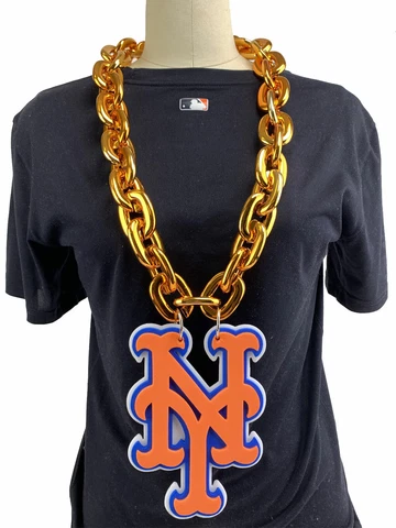 New MLB New York Mets ORANGE Fan Chain Big Necklace Foam Cover