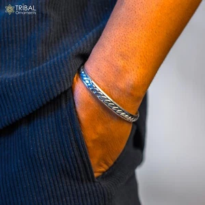 925 Sterling Silber heller Armreif Armreif Armband Kada, Open Face Kada Cuff122 - Bild 1 von 8