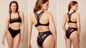 REGGISENO E SLIP BIKINI KEIA AGENT PROVOCATEUR RARO SEXY NERO AP 3 MEDIUM UK 10 NUOVO CON ETICHETTE - Foto 1 di 4