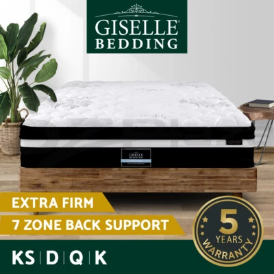Giselle Bed Mattress ALL Size Extra Firm 7 Zone Pocket Spring Foam 28cm - image 1 of 4
