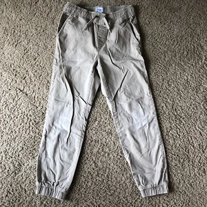 Old Navy Boys Pants Khaki Beige Drawstring Skinny Leg Size L 10-12 - Picture 1 of 8