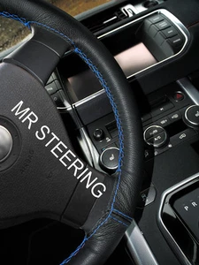 Für Lexus GS MK3 05-11 Schwarz Leder Lenkrad Abdeckung Hellblau Doppel Stch - Bild 1 von 5