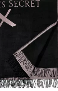 Victoria's Secret VS Coperta da lancio accogliente nera/multi frange 50x60" - Foto 1 di 7