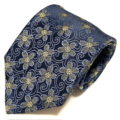 Gravata Ike Behar jacquard deslumbrante azul floral tecido elegância luxo sofisticado - Imagem 1 de 4