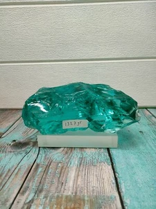 Cristallo Andara grezzo nuova superficie blu acqua 1327gr con base per decorazione - Foto 1 di 6