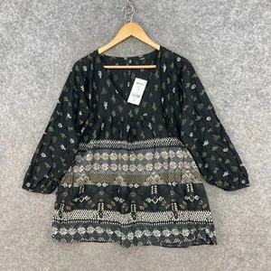 NEW Next Womens Top Size 8 Multicoloured Long Sleeve V-neck Viscose Blouse 20632 - Picture 1 of 12