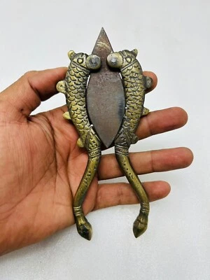 Vintage Brass Hand Forged Betel Nut Cutter Old Brass Fish Shape Walnut Cutter - Image 1 of 4