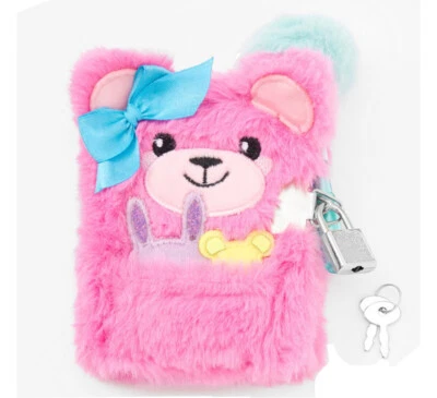 Claire's Club Pink Bear with Bow Mini Lock Diary Journal New with Tags - Image 1 of 2