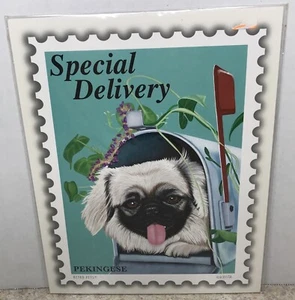 Pekingese Dog print By Retro Pets - 8x10 “Special Delivery” - Picture 1 of 2
