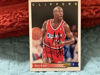 GARY GRANT AUTOGRAPHED SIGNED 92-93 UPPER DECK CARD/CLIPPERS;FREE POSTAGE!!! - Image 1 of 4