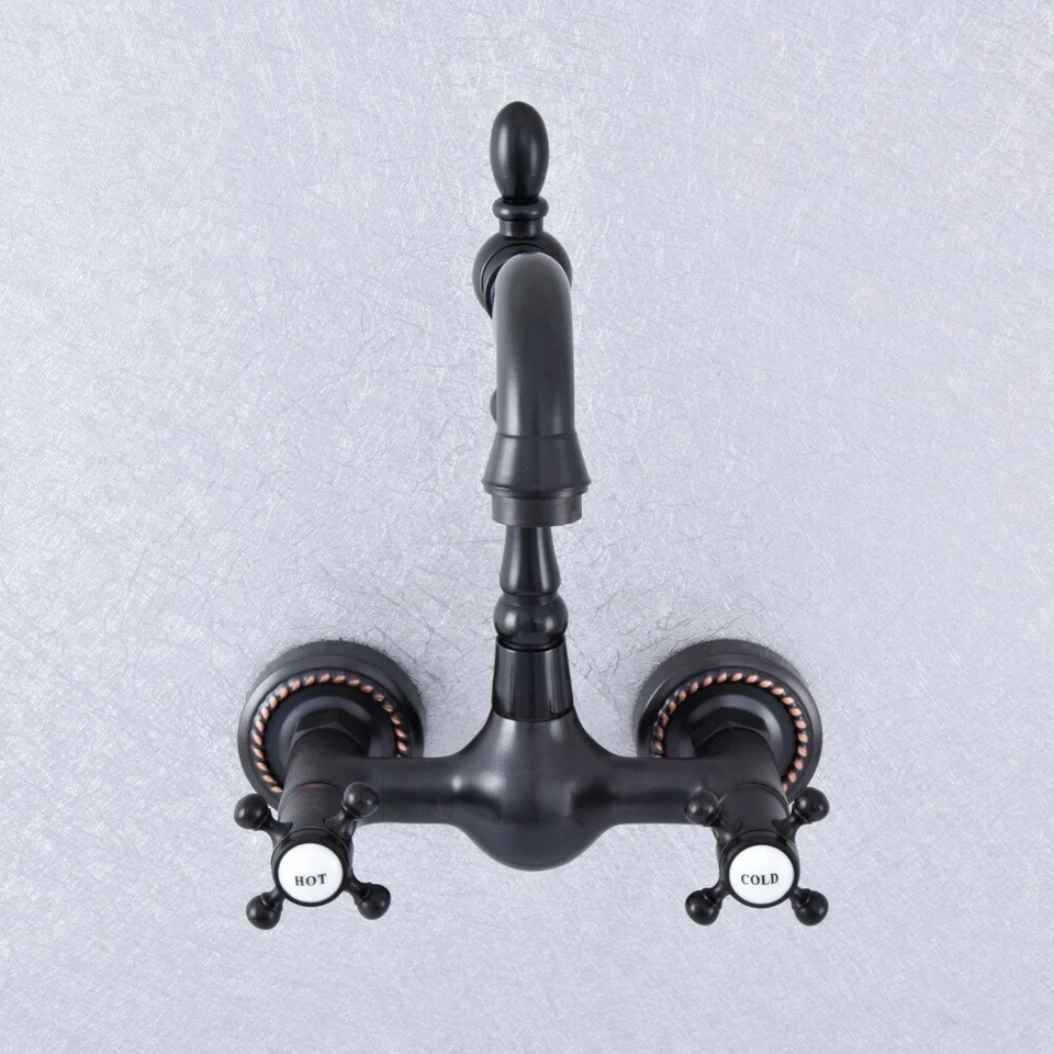 Black Oil Rubbed Brass Wall Mounted Kitchen Mixer Tap Bathroom Faucet ysf723 - Image 1 of 1