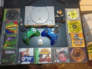 Original PlayStation Console Bundle W/2 controllers and 11 Games ALL TESTED/WORK - Picture 1 of 16
