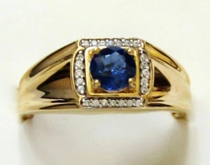 Men's Kyanite & Zircon Ring / sz 14 / 14K Gold over 925 Sterling Silver / 1.35ct - Picture 1 of 5