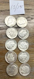 10-90% Silver Roosevelt Dimes 1946–1964 Mixed Dates Circulated FREE SHIP - Picture 1 of 2