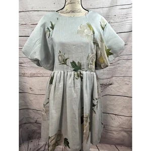 & Other Stories Mini Vestido Estampado Floral Atado Lino | Manga Abullonada | Mujer - Imagen 1 de 5