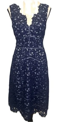 Vestido VINEYARD VINES 145th Kentucky Derby Azul Marino Encaje Talla 0 Forro a Rayas NUEVO Foto 1 de 4