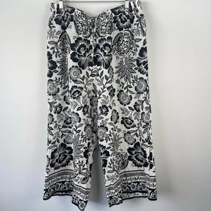 Rachel Zoe Size 1X Womens Pants Linen Mix Floral Pockets Boho Summer New - Picture 1 of 11
