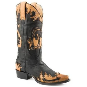 Women's Stetson Faye Leather Boots Handcrafted Black - Picture 1 of 2