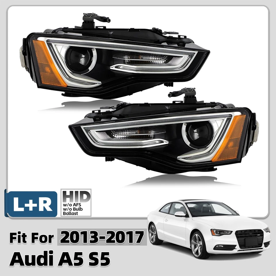 HID/Xenon Headlight For 2013-2017 Audi A5 S5 w/o AFS w/o Bulb Left+Right Pair - Image 1 of 4