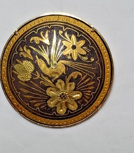 Spilla vintage uccellino damascato floreale spilla 2,5" - Foto 1 di 4