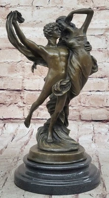 Elegant Bronze Statue Lovers Cupid Psyche Romance Sculpture Figurine Deco LARGE - Image 1 of 4