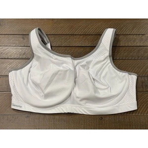 Glamorise White & Gray Elite Performance Sports Bra - Style 9066 - Size 40F - Picture 1 of 6