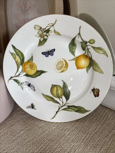 Grace Teaware Lemon Butterfly Plate Salad Dessert 8" Porcelain Cottage Farmhouse - Picture 1 of 5