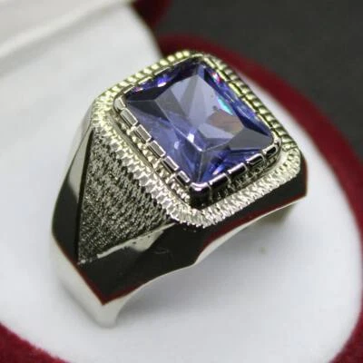 Square Shape shades of color Alexandrite Men and Women Ring Silver Handmade Ring - Image 1 of 4