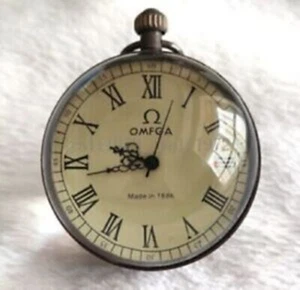 2.5 inch / Works CHINESE vintage BRASS GLASS pocket watch BALL clock - Picture 1 of 4