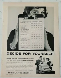 1958 Smith Corona electric typewriter comparison chart secretary vintage Ad - Picture 1 of 1