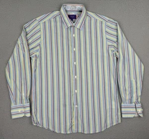 Tallia Shirt Men's Medium Striped Button Down Casual Long Sleeve Flip Cuff - Picture 1 of 15