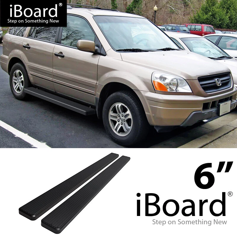Running Board Side Step Bars 6in Aluminum Black Fit Acura MDX Honda Pilot 03-08 - Image 1 of 4