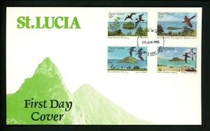Postal History St. Lucia FDC #770-773 Nature Reserve birds wildlife 1985 - Picture 1 of 2