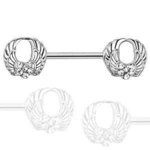 Nipple Piercing With Angel Wings Round - Picture 1 of 1