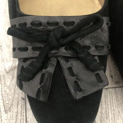Talbots Black Suede Heels Pumps Womens Size US 8B Slip Ons Bow - Image 1 of 4