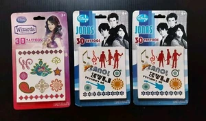Lot Of 3 Disney 90 Temporary Tattoos Jonas Brothers/Wizards Of Waverly Place - Picture 1 of 8