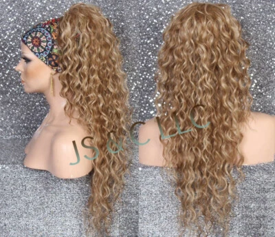 Mezcla de cabello humano mezcla rubio ceniza Dk cola de caballo cordón ex largo ondulado Foto 1 de 4