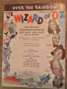 Judy Garland Sheet Music Over The Rainbow Wizard Of Oz 1939 26 - Picture 1 of 3