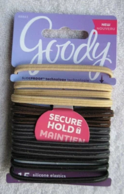 15 Goody Slide Slip Proof Silicone Line Elastics Hair Bands Stay Put Hold Secure - Image 1 of 4