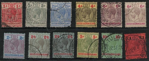 British Solomon Islands SG34-38 1914-23 KGV Definitives Part Set to £1 FU CV£300 Cover