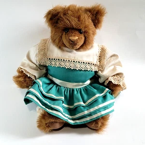 Vestido Bear Brown Collectables Michele Brown 1993 16" articulado firmado M marrón de colección - Imagen 1 de 21