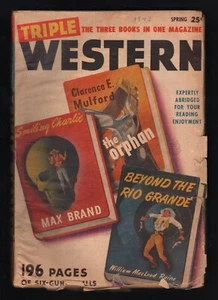 TRIPLE WESTERN - Vol. 1 #1, Spring 1947, GD CONDITION, Brand, Mulford, Raine - Imagen 1 de 2