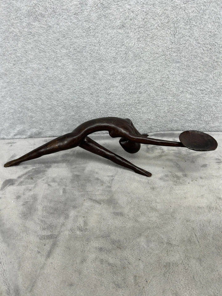 Estatua de niña de hierro macizo de mesa figura escultura decoración del hogar oficina 19" de largo Foto 1 de 4