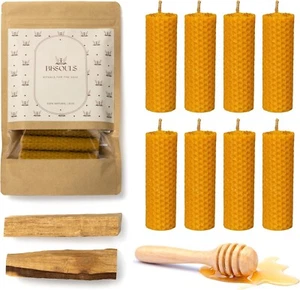 8 Candele Cera D'Api Naturale + 2 Palo Santo in REGALO Candela Profumata Regalo - Foto 1 di 9