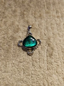 Labradorite Pendant Large Incased Ornate Design Sterling Silver 925 - Picture 1 of 5