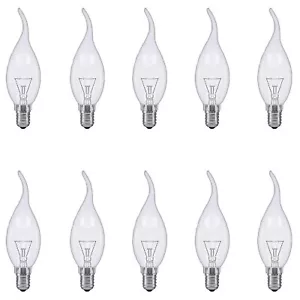 New Ivory & Deene 10pc E14 Clear Candle Globe Flame Tip Chandelier Light Bulb - Picture 1 of 5