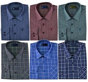 Mens Check Casual Long Sleeve Shirt Outdoor Work Formal Smart M-XXL - Picture 1 of 6