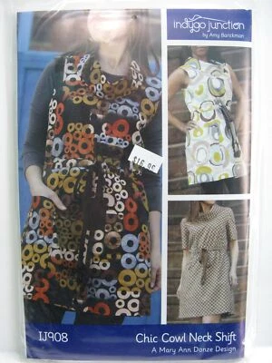 Indygo Junction Pattern IJ908 Chic Cowl Neck Shift Dress XS S M L XL 2XL Uncut - Image 1 of 4