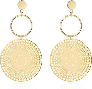Simple Gold Plated Dangle Earrings Boho Drop Earrings hypoallergenic For Women - Picture 1 of 6