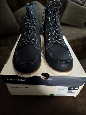 St Johns Bay Boswell woman’s Suede Ankle Boot Black Size 8M - Image 1 of 4